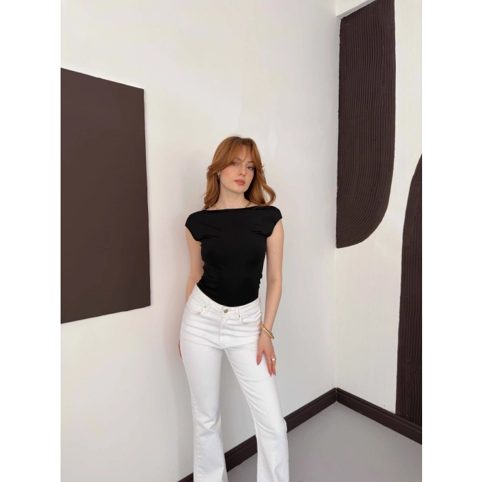 Sırt Dekolteli Bluz Siyah