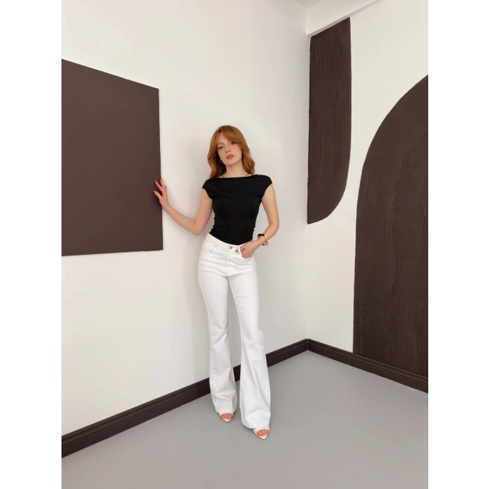 Sırt Dekolteli Bluz Siyah