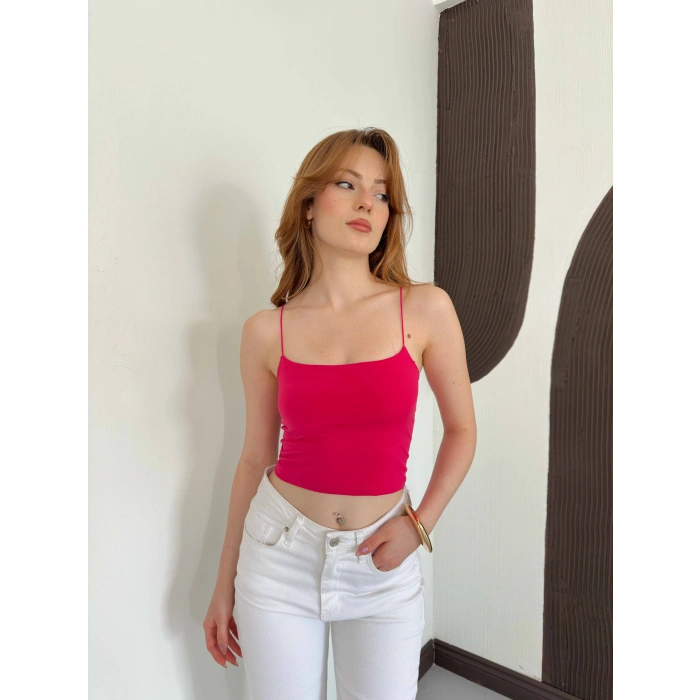 İp Askılı Sandy Crop Fuşya
