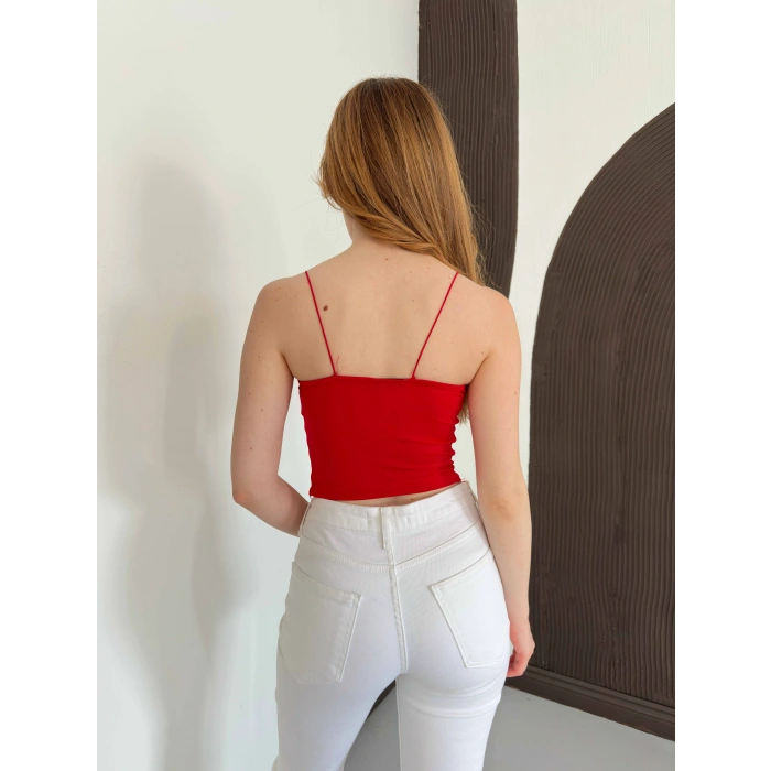 İp Askılı Sandy Crop Kırmızı
