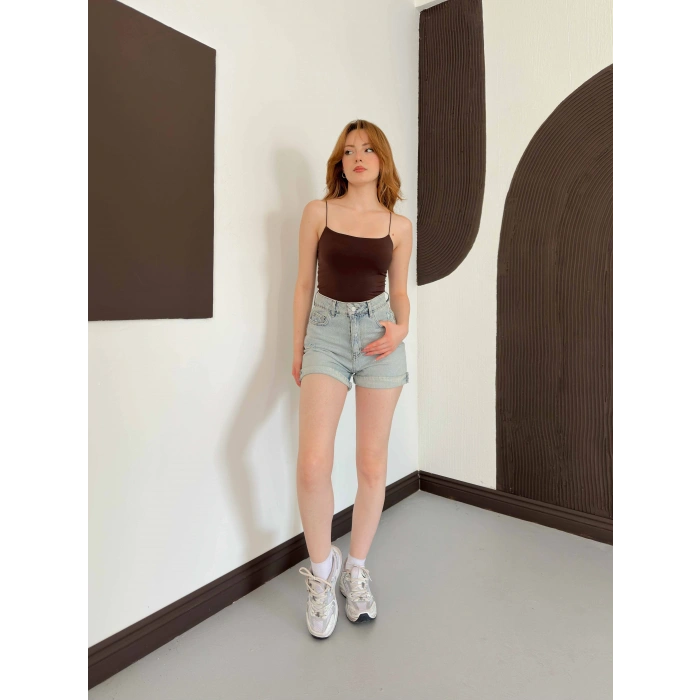 İp Askılı Sandy Crop Kahve