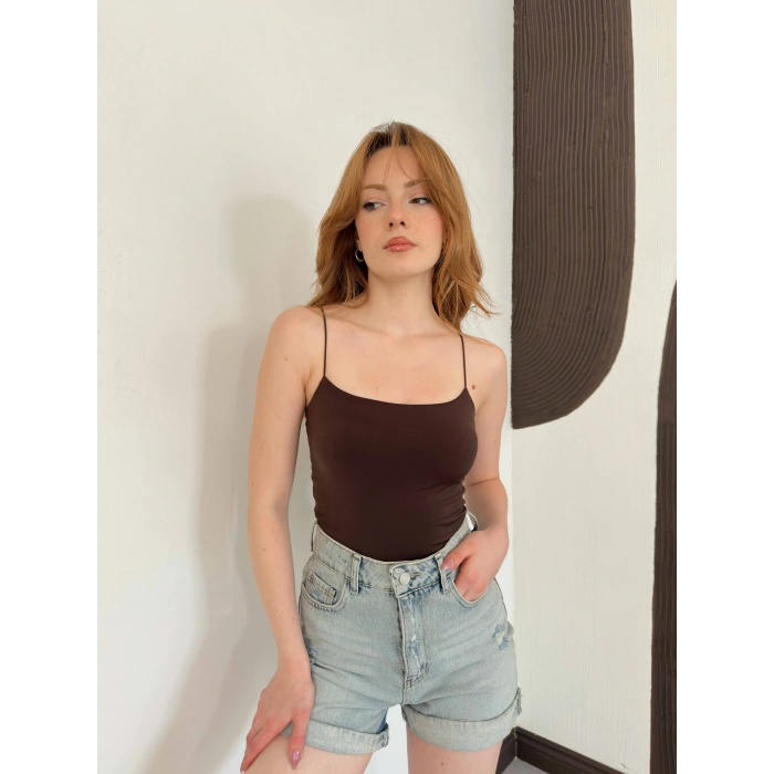 İp Askılı Sandy Crop Kahve