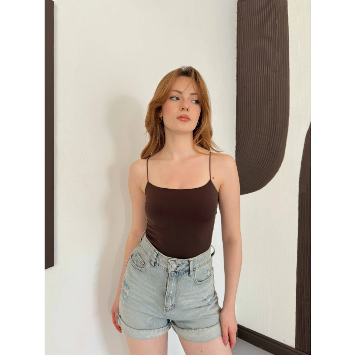 İp Askılı Sandy Crop Kahve