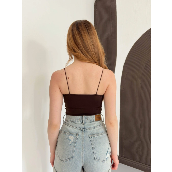 İp Askılı Sandy Crop Kahve