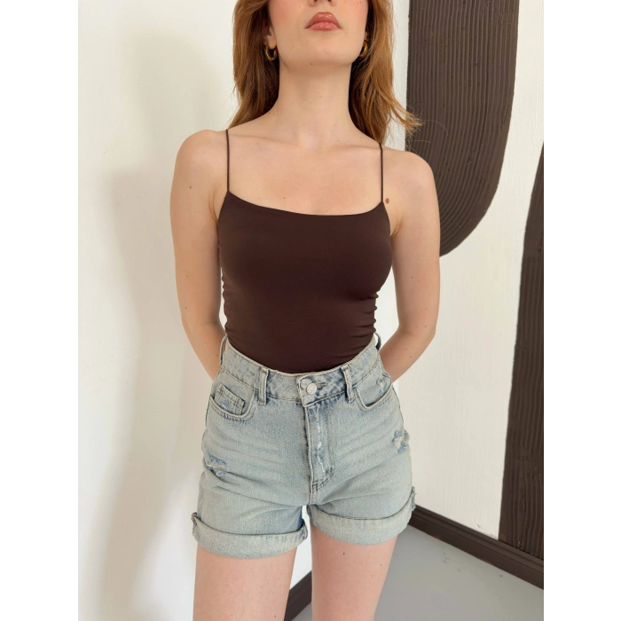 İp Askılı Sandy Crop Kahve