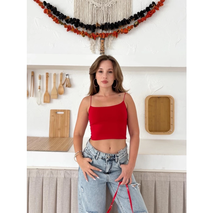 Askılı Sandy Crop Kırmızı