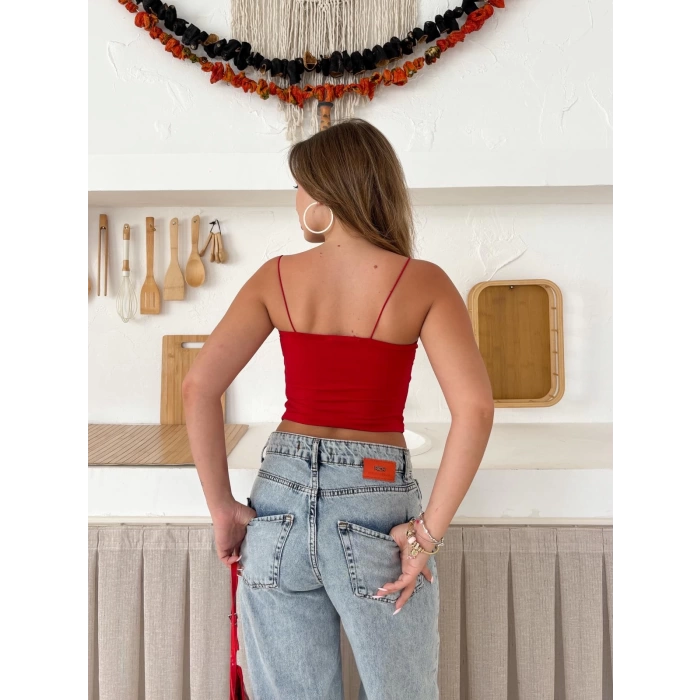 Askılı Sandy Crop Kırmızı