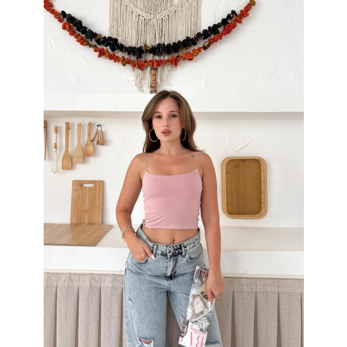 Askılı Sandy Crop Pembe