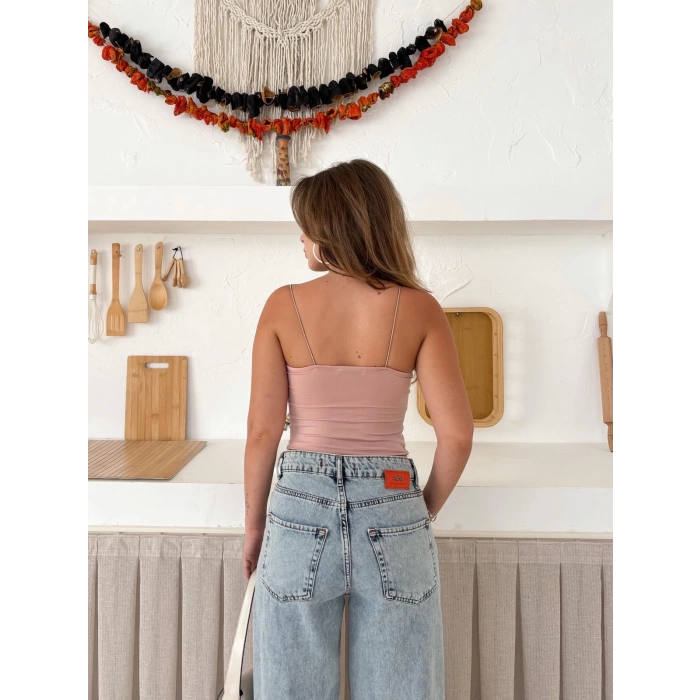 Askılı Sandy Crop Pembe