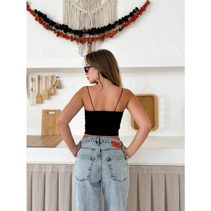 Askılı Sandy Crop Siyah