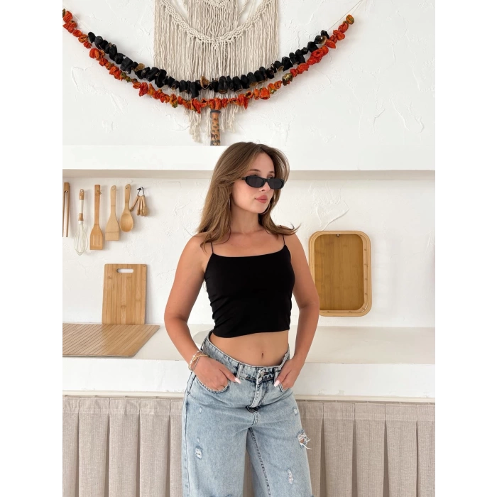 Askılı Sandy Crop Siyah