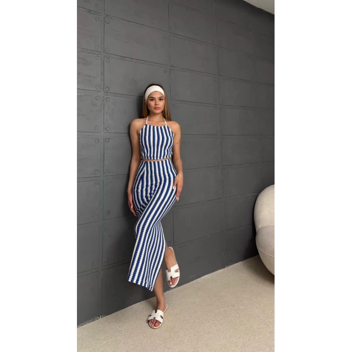 Askılı Triko Kumaş İçi Astarlı Takım Lacivert
