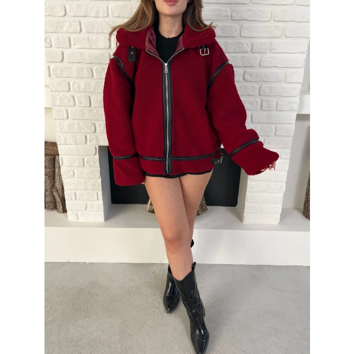 Aviator Teddy Ceket Bordo