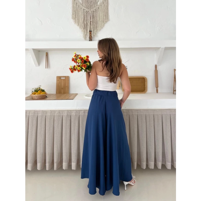 Bel Kuşak Detaylı Pantolon Etek Lacivert