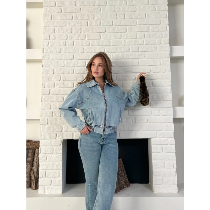 Bel Lastik Detay Denim Vibe ceket Mavi
