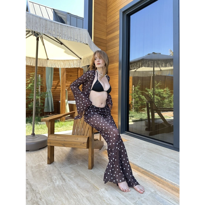Bel Lastikli Rahat Kalıp Bağlama Detaylı Bikini Üstü Takım Siyah