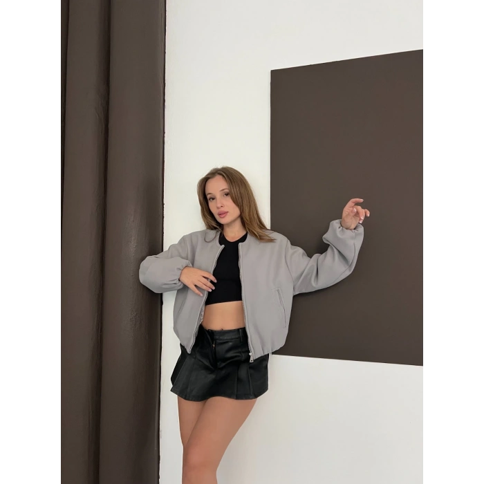 Bomber Kaşe Ceket Gri