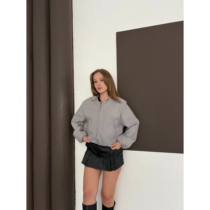 Bomber Kaşe Ceket Gri