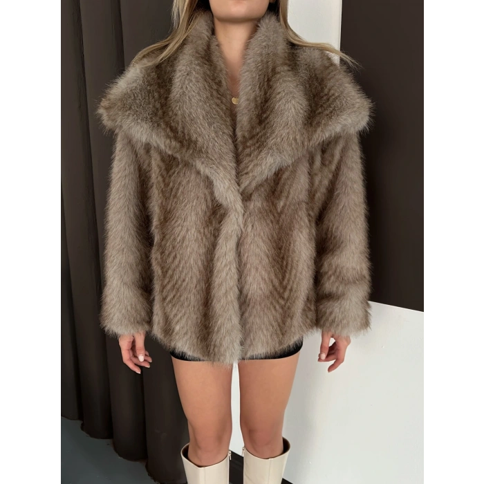 Desenli Çıtçıtlı A Kalite Kürk Vizon