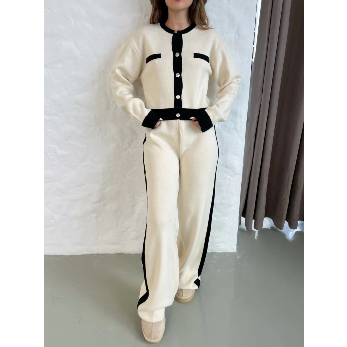 Elegant Line Triko Takım Bej