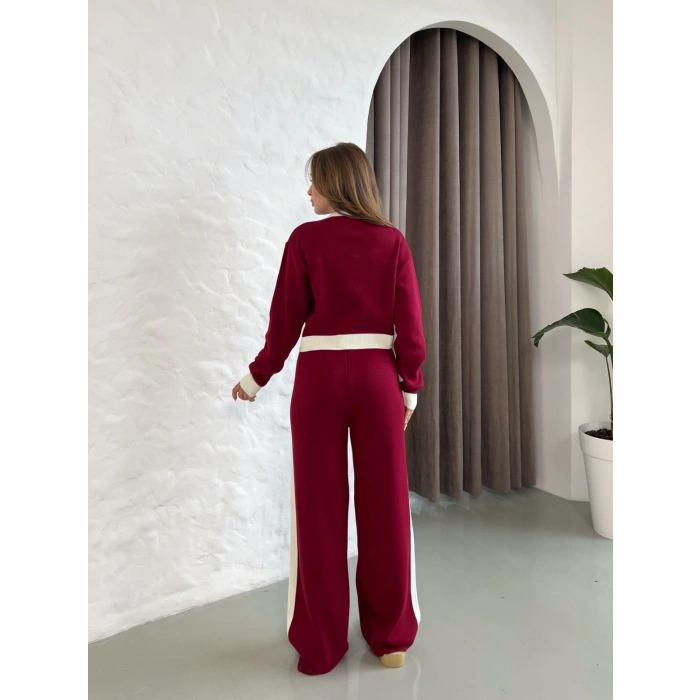 Elegant Line Triko Takım Bordo