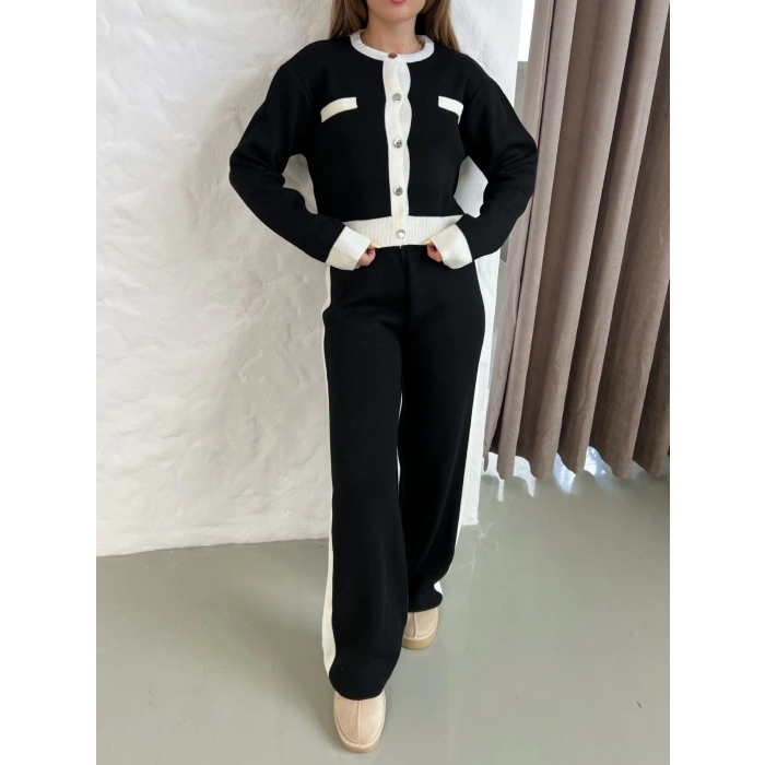 Elegant Line Triko Takım Siyah