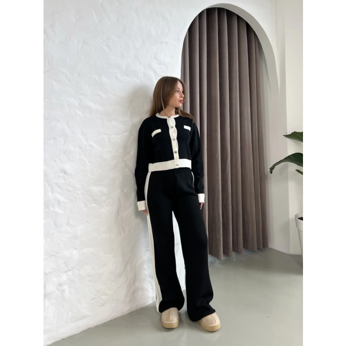 Elegant Line Triko Takım Siyah