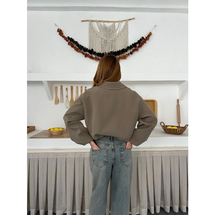 Fermuarlı Bomber Kaşe Ceket Haki