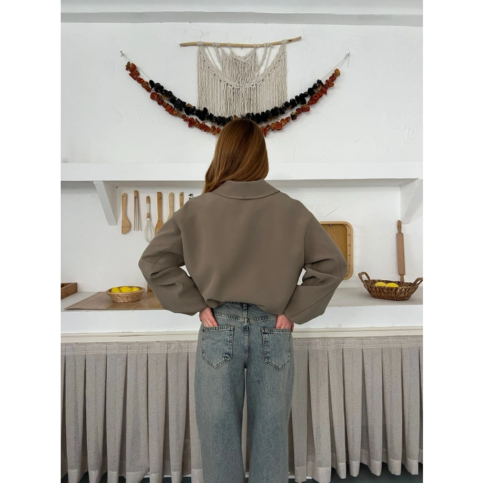 Fermuarlı Bomber Kaşe Ceket Haki