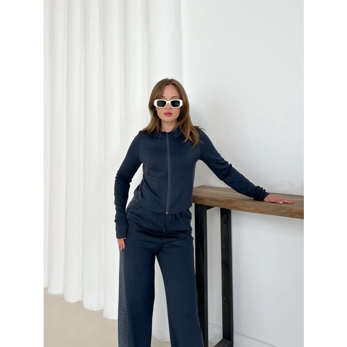 Fermuarlı Taş İşleme Detaylı Takım Antrasit