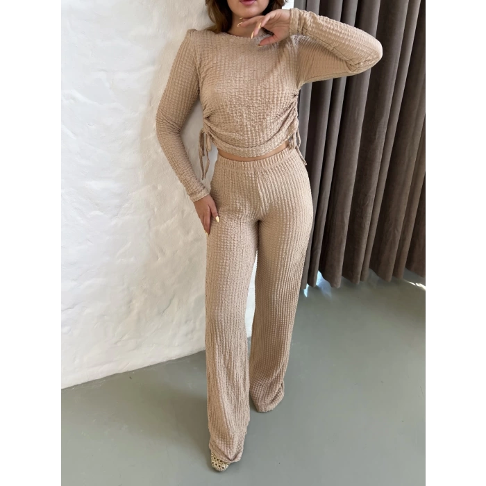 Gofre Kumaş Daily Glow Takım Bej