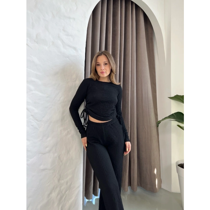 Gofre Kumaş Daily Glow Takım Siyah