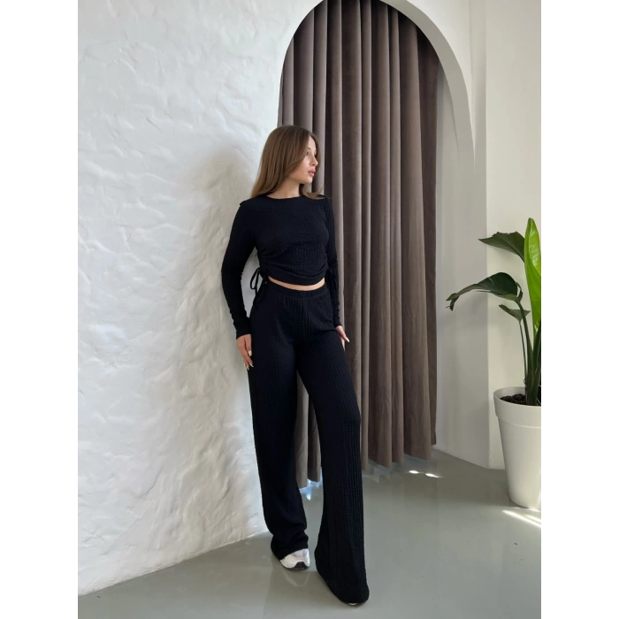 Gofre Kumaş Daily Glow Takım Siyah