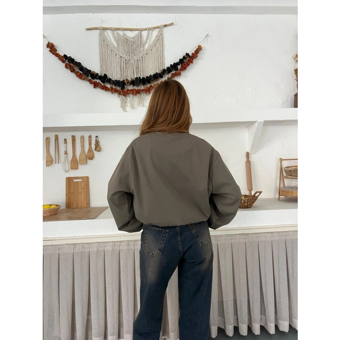 Hakim Yaka Fermuarlı Bomber Kaşe Ceket Haki