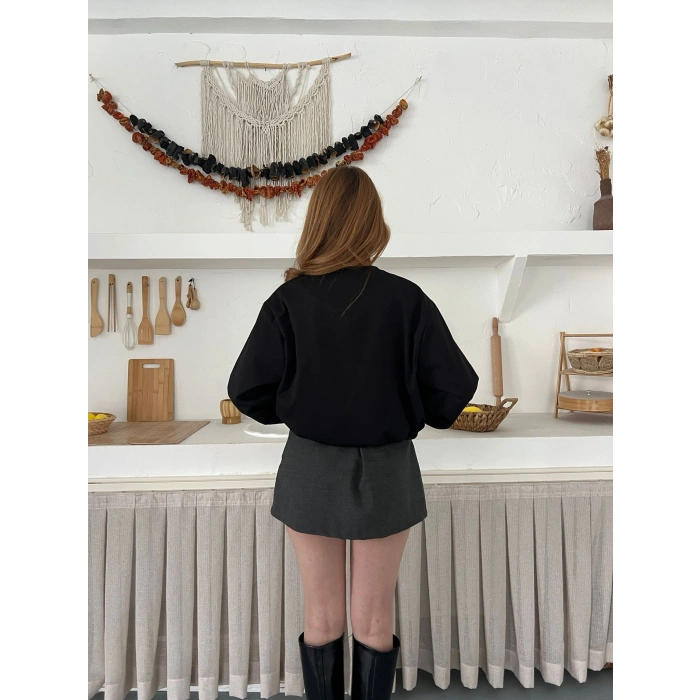 Hakim Yaka Fermuarlı Bomber Kaşe Ceket Siyah