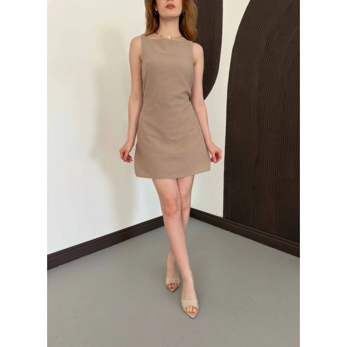 Ham Keten Basic Elbise Vizon