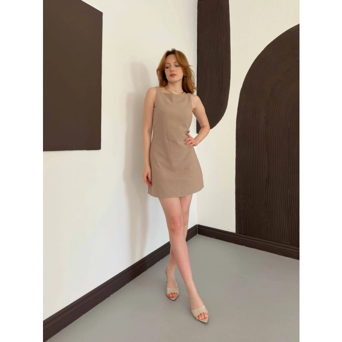 Ham Keten Basic Elbise Vizon