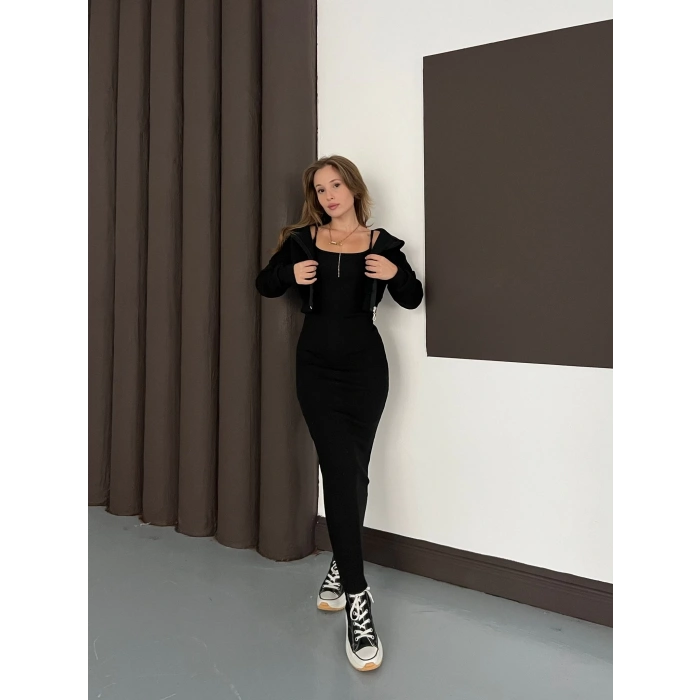 Hırkalı Elbise Takım Siyah