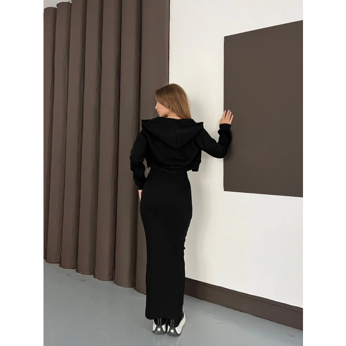 Hırkalı Elbise Takım Siyah