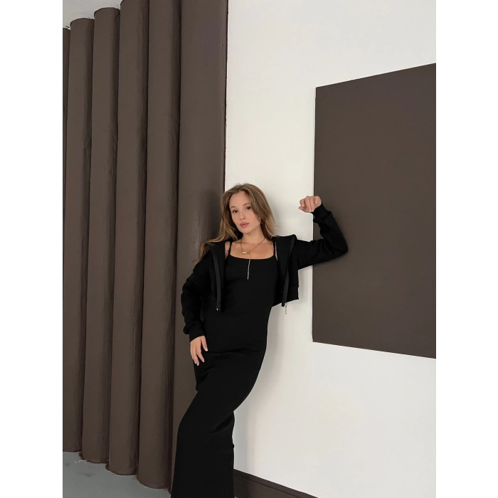 Hırkalı Elbise Takım Siyah