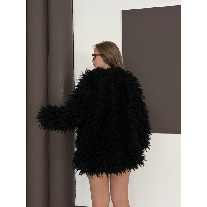 Kalın Peluş Kaban Siyah