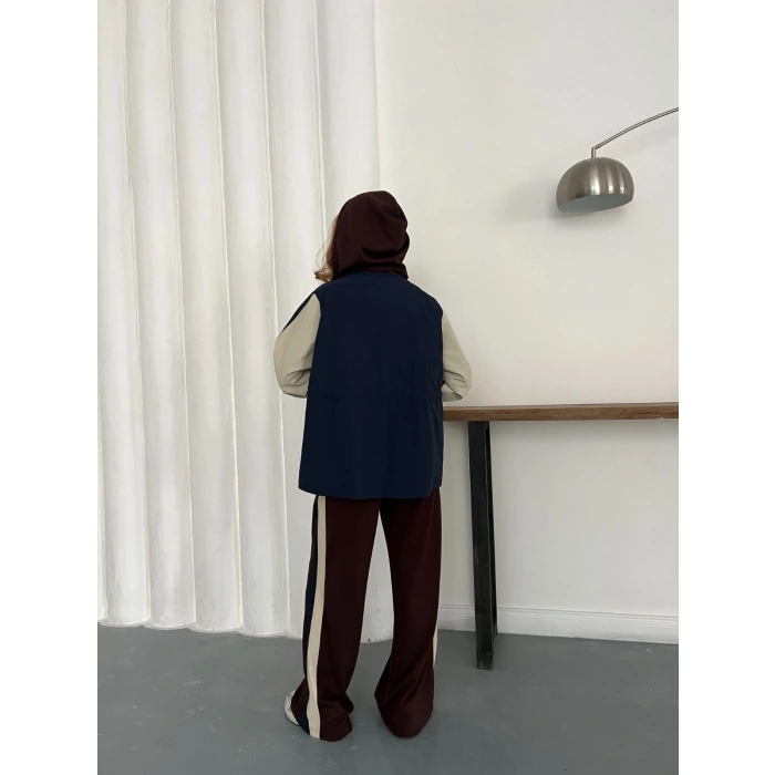 Kapüşon Garnili Paraşüt Cep Detaylı Takım Acı Kahve