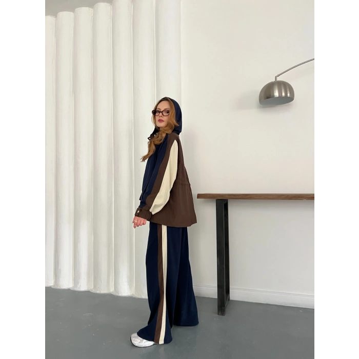 Kapüşon Garnili Paraşüt Cep Detaylı Takım Lacivert