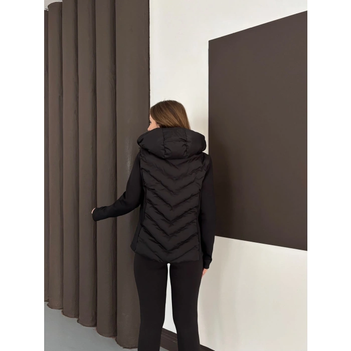 Kapüşonlu Şişme Mont Siyah