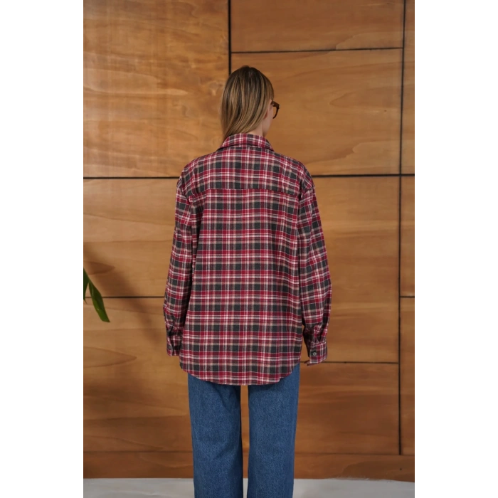 Kareli Desen Oduncu Gömlek Bordo