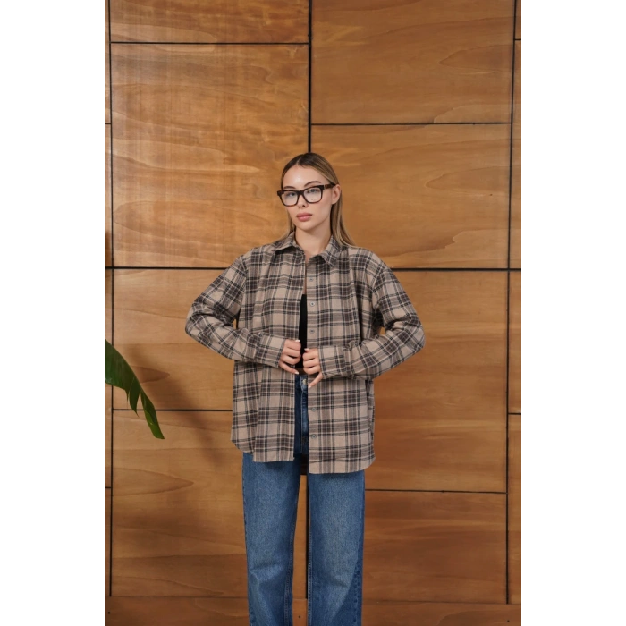 Kareli Desen Oduncu Gömlek Kahve