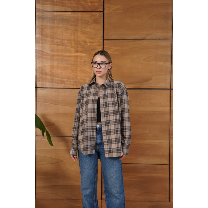 Kareli Desen Oduncu Gömlek Kahve