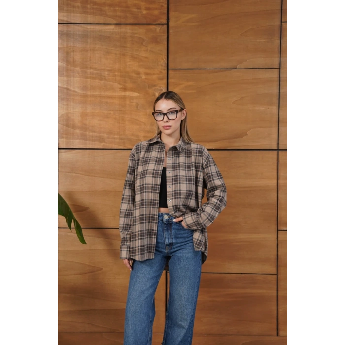 Kareli Desen Oduncu Gömlek Kahve