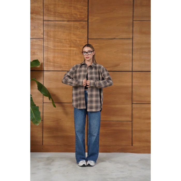 Kareli Desen Oduncu Gömlek Kahve