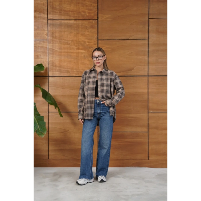 Kareli Desen Oduncu Gömlek Kahve